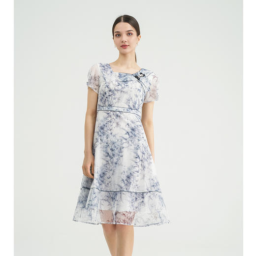 司歌网纱印花短袖显瘦连衣裙EA891347X 商品图4