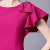 ZL-0491玫红色钉钻礼服连衣裙高端品牌荷叶袖包臀鱼尾裙 商品缩略图3