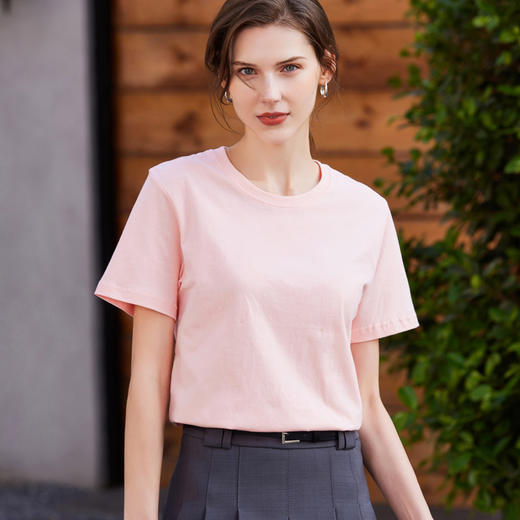 【69元/3件】【三件起拍】SIIJJEYY夏季新款13色马卡龙色系T恤舒爽全棉彩色T恤男女同款情侣款圆领设计微宽松版型遮肉显瘦 商品图4