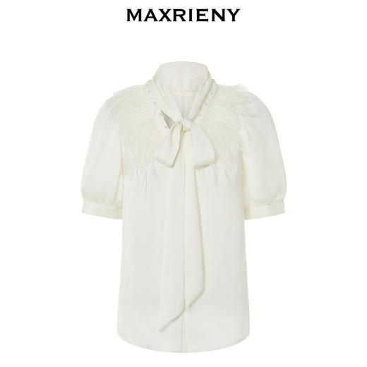 MAXRIENY法式复古浪漫氛围感雪纺衫23泡泡袖设计感上衣(货号:MC88TP098) 商品图4