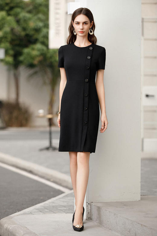 IWY/高级感黑色职业连衣裙通勤正装裙子夏季工作服新款Q987 商品图5