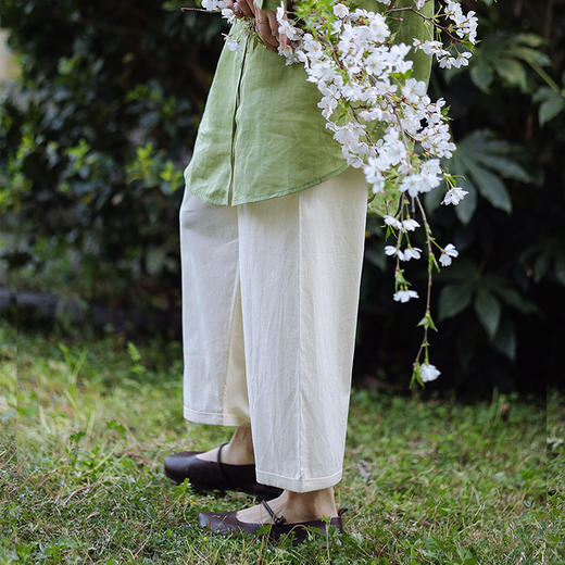 绽放285朵/防蚊裤抗菌有机棉轻薄叠穿文艺百搭九分裤+吊带两件套 商品图1