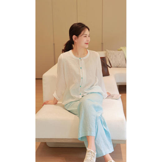 套装（圆领小衫24710544山矾+阔腿裤24709300云门） 商品图1