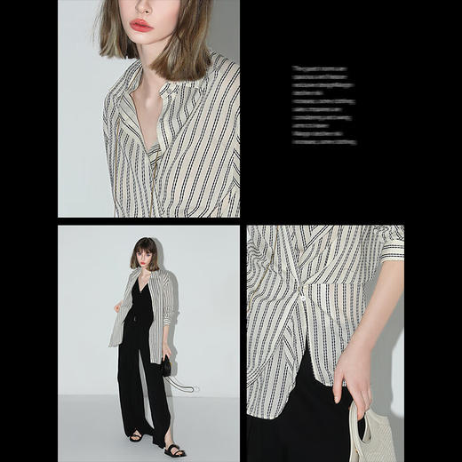 COCOBELLA设计感解构多穿法提花条纹薄衬衫气质遮阳衫SR0032 商品图2