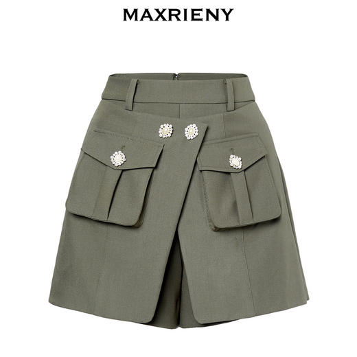 MAXRIENY都市率性风搭片式立体工装短裤军绿色裙裤(货号:MC88PA506) 商品图4