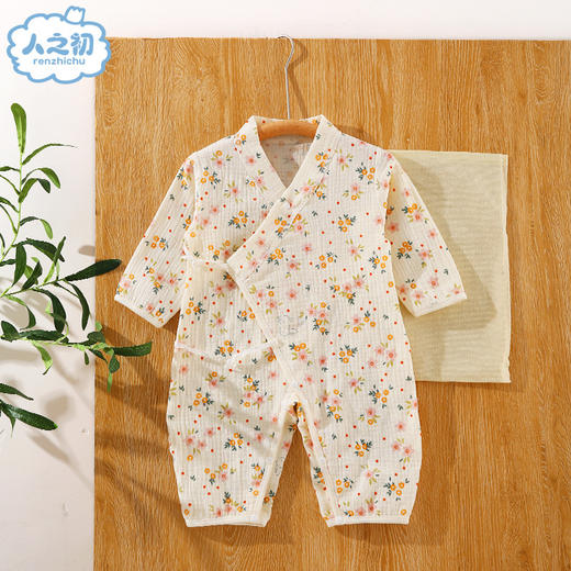 【卡通纱布纯棉连体衣】人之初新生儿纱布哈衣超薄夏季宝宝睡衣家居服和尚服幼儿超萌外出 商品图4