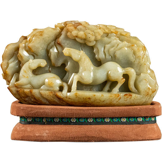 清 玉雕双骏图山子摆件 商品图5