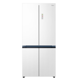 美的（Midea）冰箱527升十字四门60cm薄纯平全嵌微晶一周净味除菌智能家用冰箱BCD-527WUSGPZMA 白/蓝/灰