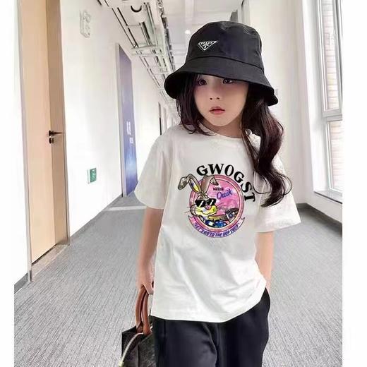 2件39.9元【童T】男童女童同款100%棉（粉色长耳眼镜兔）印花T恤-喜出 商品图0