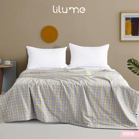 利路米当季热卖新款精梳纯棉全棉田园风印花夏凉被 学院格