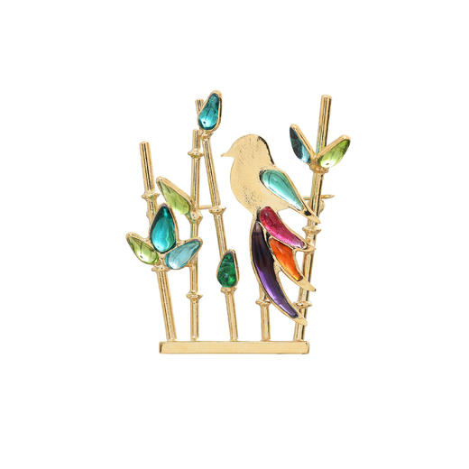 订购6个月到｜Gripoix Paris-Bamboo-竹林喜鹊 胸针 ［法国设计师］ 商品图0