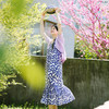 绽放290朵/蓝白折线手绘印花吊带裙海边度假旅游穿搭亚麻连衣裙 商品缩略图3