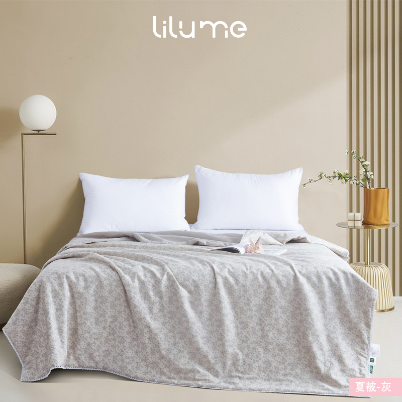 利路米当季热卖新款精梳纯棉全棉田园风印花夏凉被 雅致灰色