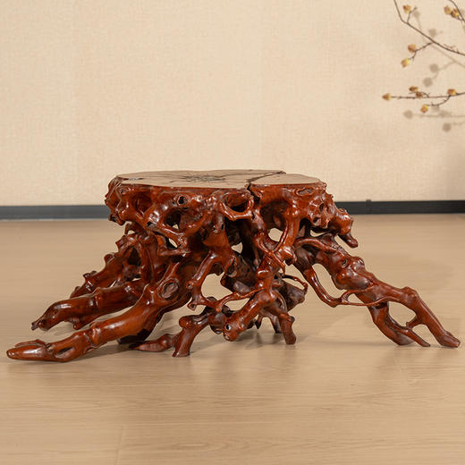 清 黄杨木雕根结形器座 商品图0