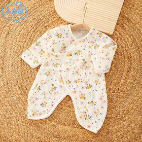 【卡通纯棉纱布蝴蝶衣】人之初新生儿衣服0-3个月6纯棉纱布春夏季初生宝宝蝴蝶衣婴儿连体