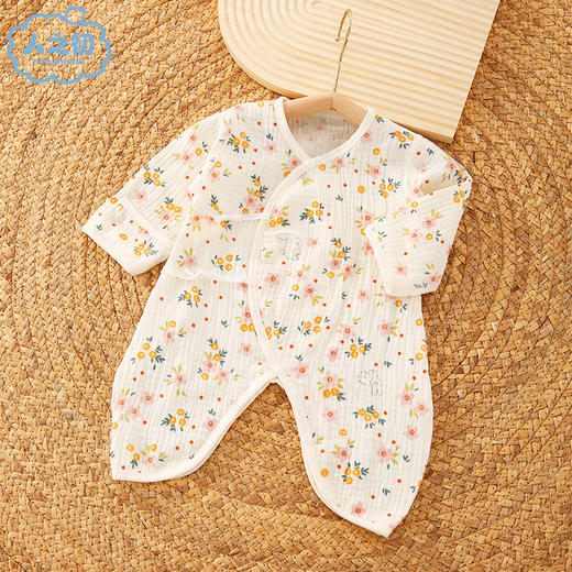 【卡通纯棉纱布蝴蝶衣】人之初新生儿衣服0-3个月6纯棉纱布春夏季初生宝宝蝴蝶衣婴儿连体 商品图0