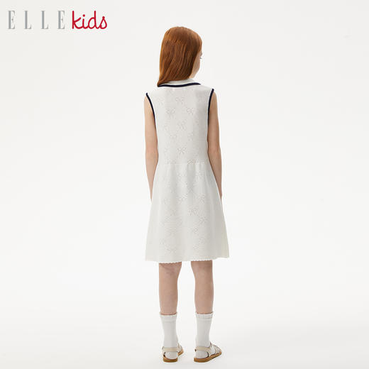 ELLEKIDS 童装 天丝晴棉蝴蝶结钩针针织背心裙 商品图2