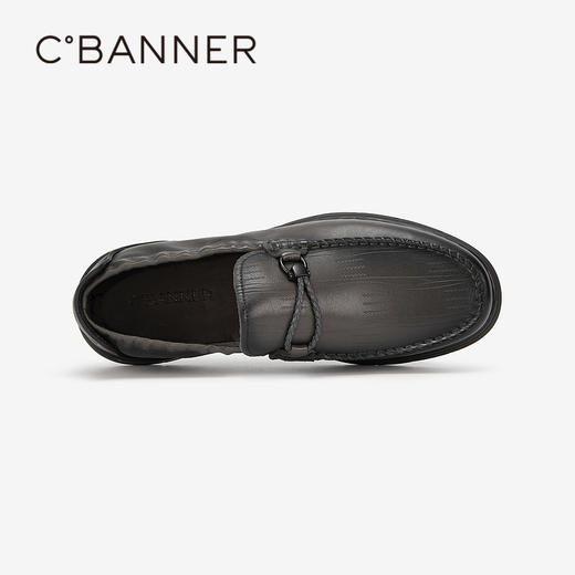 千百度男鞋一脚蹬休闲皮鞋春夏男士乐福鞋豆豆鞋大头皮鞋A24194777 商品图2