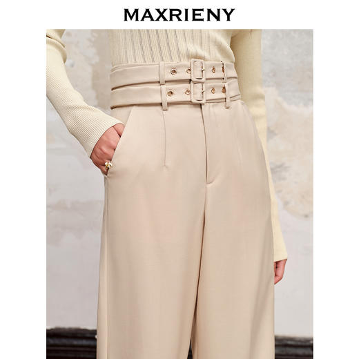 MAXRIENY极简通勤风双腰头设计高腰阔腿长裤秋休闲裤(货号:MC88PA559) 商品图2