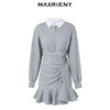 MAXRIENY轻奢小香风抽褶鱼尾连衣裙早秋穿搭针织卫衣裙格雷系穿搭(货号:MS88DR552) 商品缩略图4