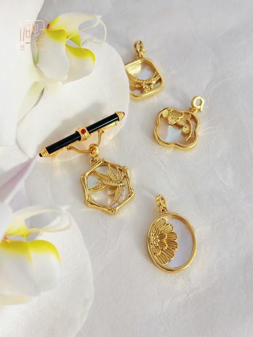 三生石·正念 梅兰竹菊贝母万能扣多用吊牌胸针 商品图9