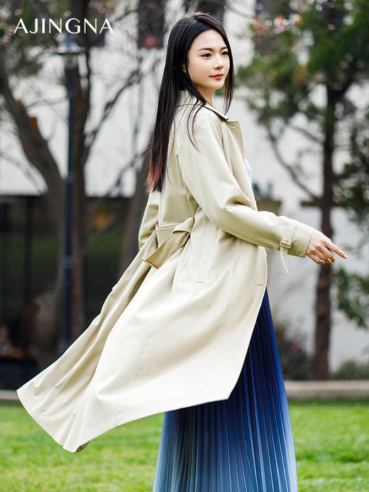 【商场同款】阿菁娜2024春季新款收腰单排扣风衣外套A29C105013 商品图4