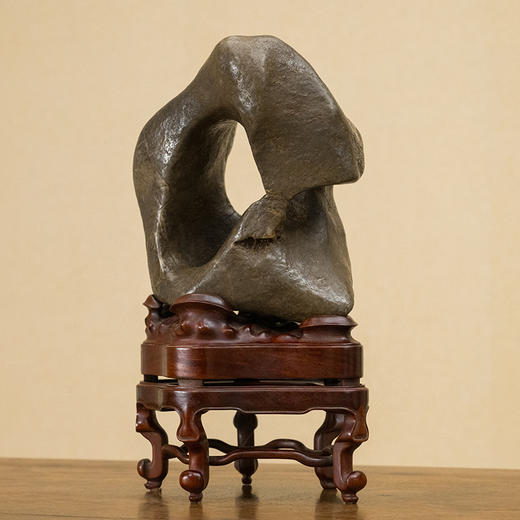 清 灵璧石文房赏石（红木座） 商品图1