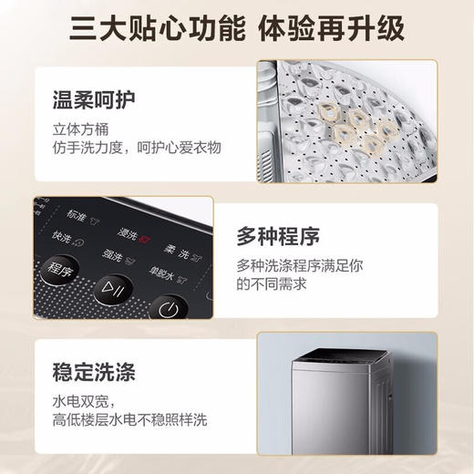 美的（Midea）洗衣机全自动波轮 8公斤大容量宿舍租房神器 9小时预约家用脱水甩干免清洗小型迷你不占地水电双宽 【随心洗系列】MB80V33B 商品图3