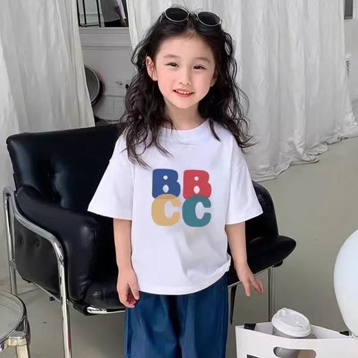 2件39.9元【童T】男童女童同款100%棉（BBCC彩色字母）印花T恤-喜出 商品图0