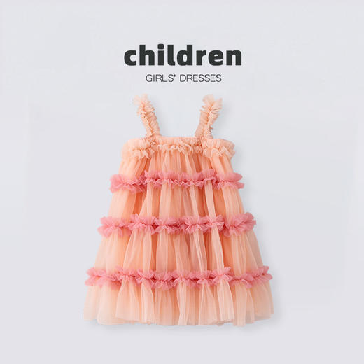 【时尚花边吊带tutu连衣裙】2024夏季新款女童花边吊带tutu连衣裙女宝宝可爱网纱蓬蓬公主裙女 商品图7