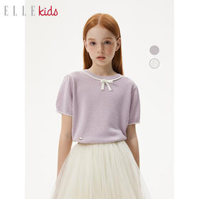 ELLEKIDS 童装 天丝晴棉短袖温柔蝴蝶结小衫