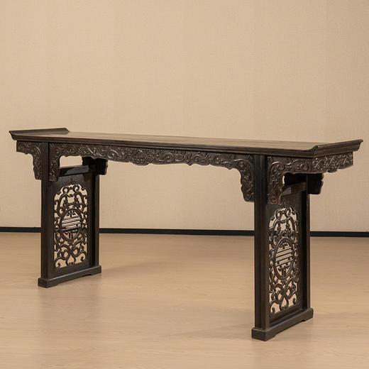 清 紫檀夹头螭龙捧寿翘头案 商品图4