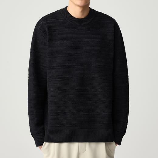 墨麦客男装 膨体挑洞肌理 冬季新款圆领毛衣男士加厚针织衫20467 商品图1