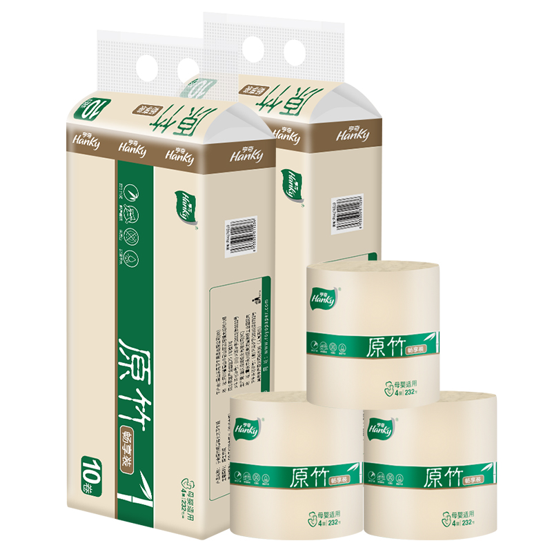Hanky/亨奇原竹畅享独立包装实芯圆卷1760g*4层*1提