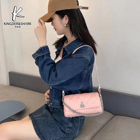 经典鲨2024年夏季新款时尚菱格拉链款个性单肩斜跨枕头包KGB53-D193261