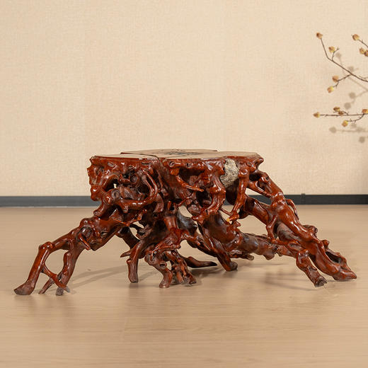 清 黄杨木雕根结形器座 商品图4