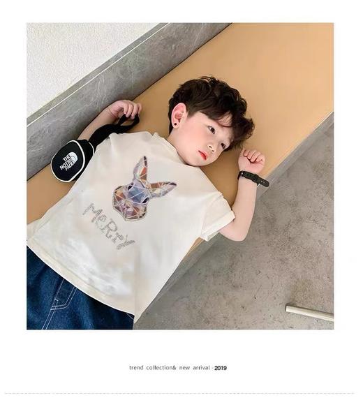 2件39.9元【童T】男童女童同款100%棉（防钻兔头）印花T恤-喜出 商品图1