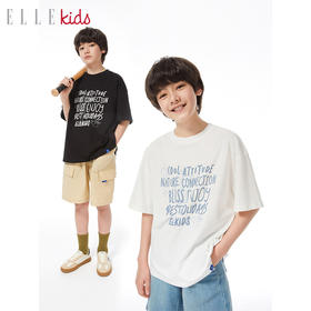 ELLEKIDS 童装 凉感棉抑菌印花休闲运动宽松短袖T恤