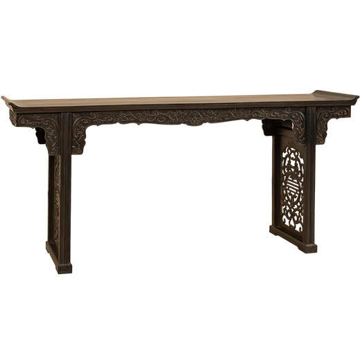 清 紫檀夹头螭龙捧寿翘头案 商品图5