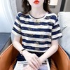 ALBB-夏季韩版新款半袖体恤女士装2024年条纹洋气短袖t恤衫宽松上衣服 商品缩略图2