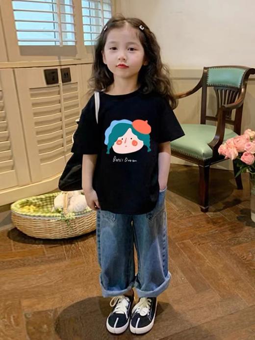 2件39.9元【童T】男童女童同款100%棉（绿发女孩）印花T恤-喜出 商品图2