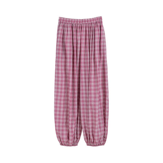 绽放286朵/氧气裤强捻微皱肌理感格子裤纯棉轻灯笼裤薄款休闲裙裤 商品图4