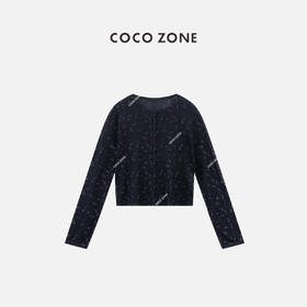 COCO ZONE"碎花开衫"通勤百搭长袖单排扣针织衫气质圆领显瘦上衣CC1B0960