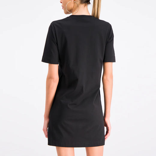 LOVE MOSCHINO 莫斯奇诺 女士字母徽标印花棉质圆领短袖T恤裙 黑色 W5A0 208M 3517 C74 商品图1