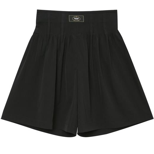 SELFWHO黑色醋酸短裤女夏季2024新款吸湿透气收腰显瘦设计感裤子 商品图4