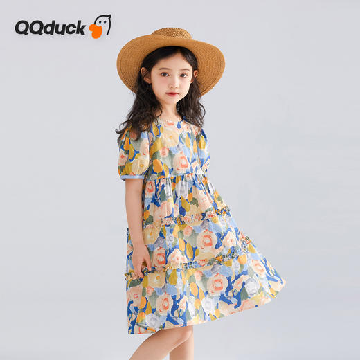 【120-165】【可可鸭】女童短袖连衣裙夏季碎花田园裙子 商品图8