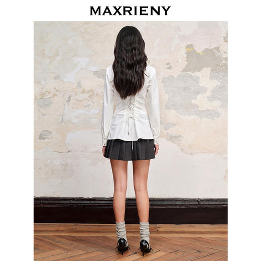 【商场同款】MAXRIENY宫廷复古感巴洛克式收腰荷叶边衬衫修身上衣(货号:MC88TP606) 商品图3