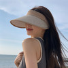 【满足你的户外需求，遮阳舒适，轻巧便捷！】韩版夏季帽子女 时尚字母纸草防晒遮阳帽 太阳大檐遮脸空顶帽！-QQ-ry 商品缩略图7