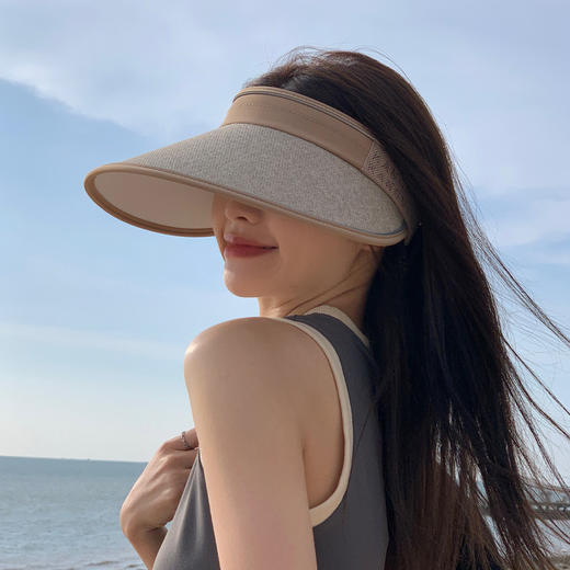 【满足你的户外需求，遮阳舒适，轻巧便捷！】韩版夏季帽子女 时尚字母纸草防晒遮阳帽 太阳大檐遮脸空顶帽！-QQ-ry 商品图7