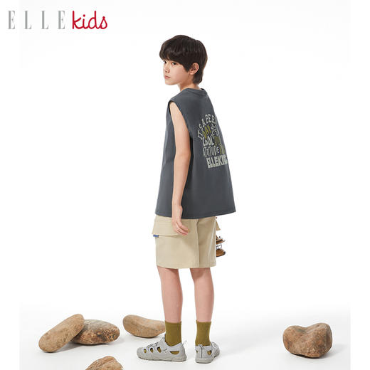 ELLEKIDS 童装 凉感户外吸湿速干工装风休闲运动全要松紧短裤 商品图3